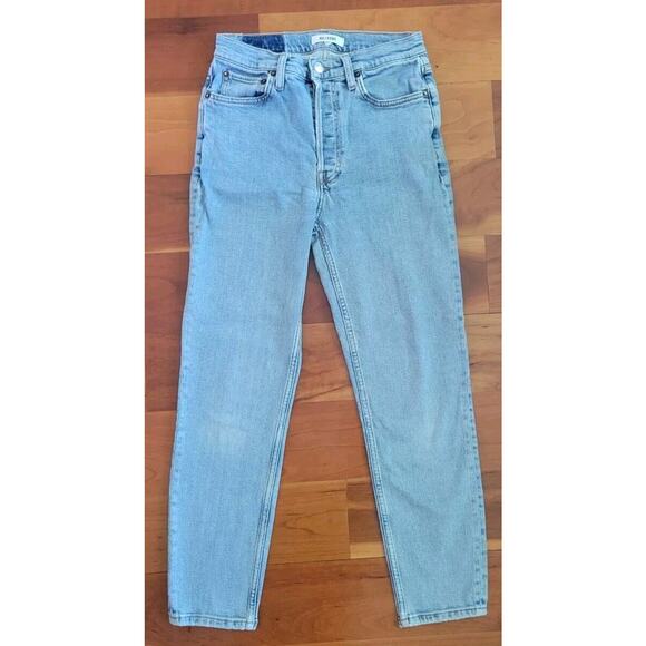 RE/DONE Jeans Size 27 High Rise Ankle Crop Mid 90s Comfort Stretch Denim - Picture 1 of 11